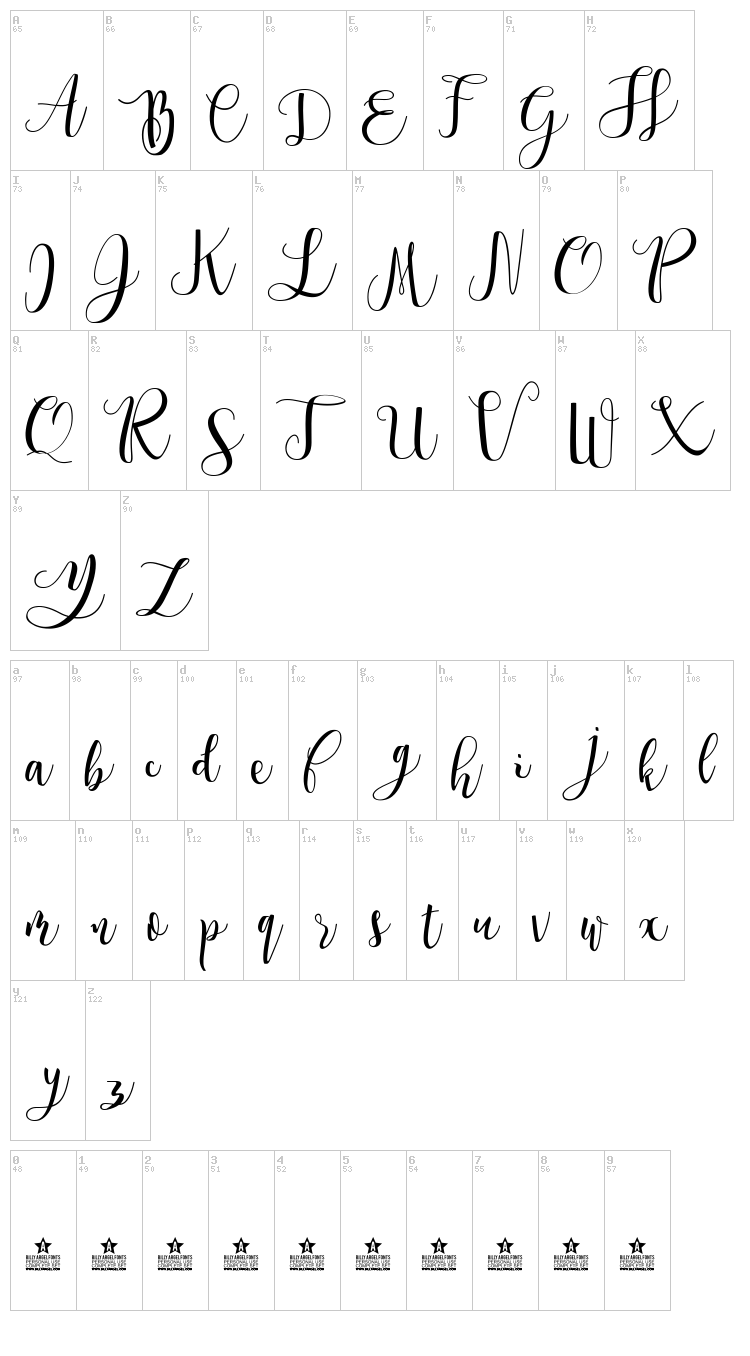 Spring Time font map